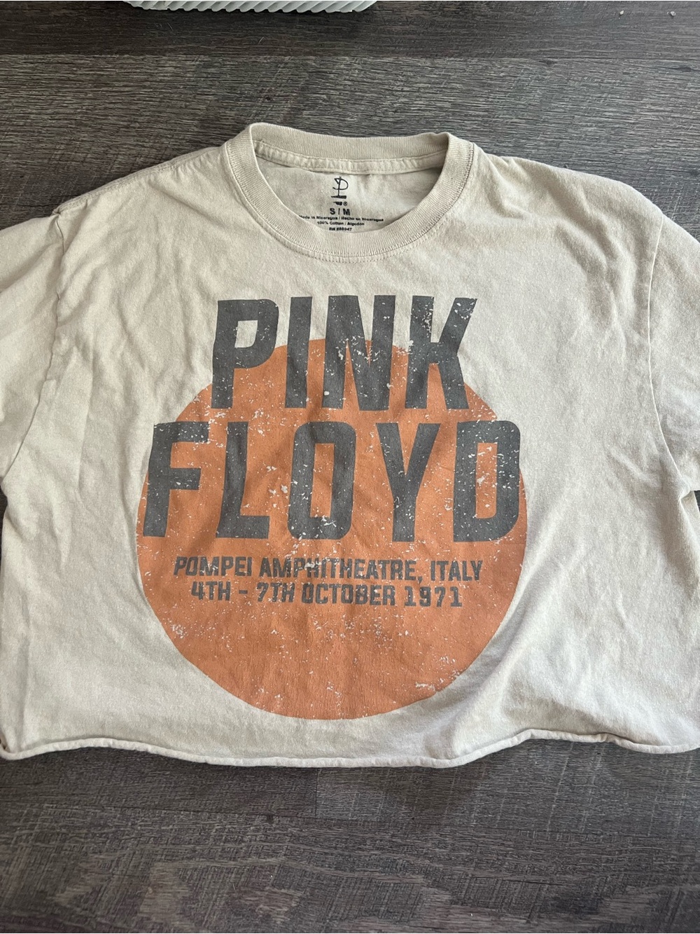 Pink Floyd womens Beige Graphic Tee with Orange Print